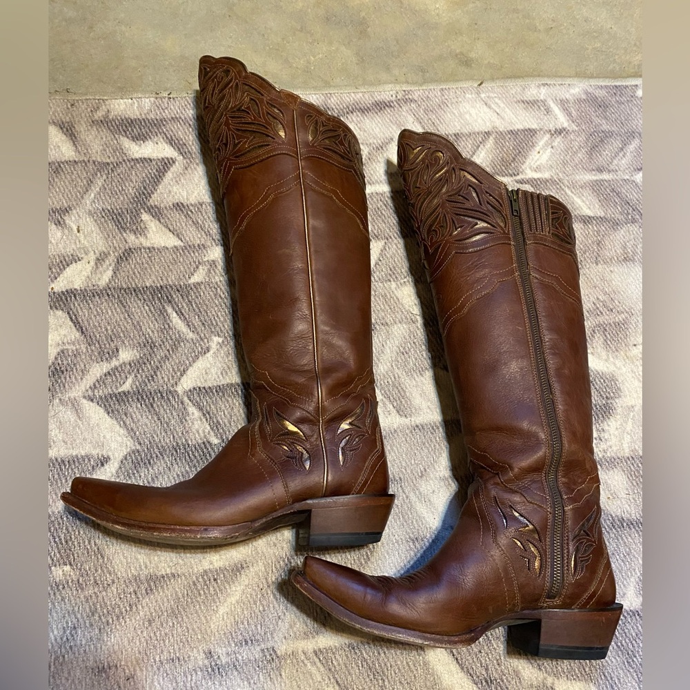 Ariat Chaparral Tan and Gold Leather Western Boots - Picture 10 of 16
